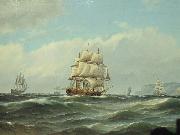 Carl Bille Shipping off the Norwegian Coast oil on canvas